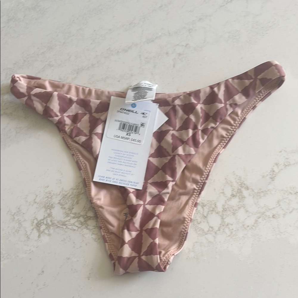 NWT O'Neill Pink and Cream Bikini Bottom